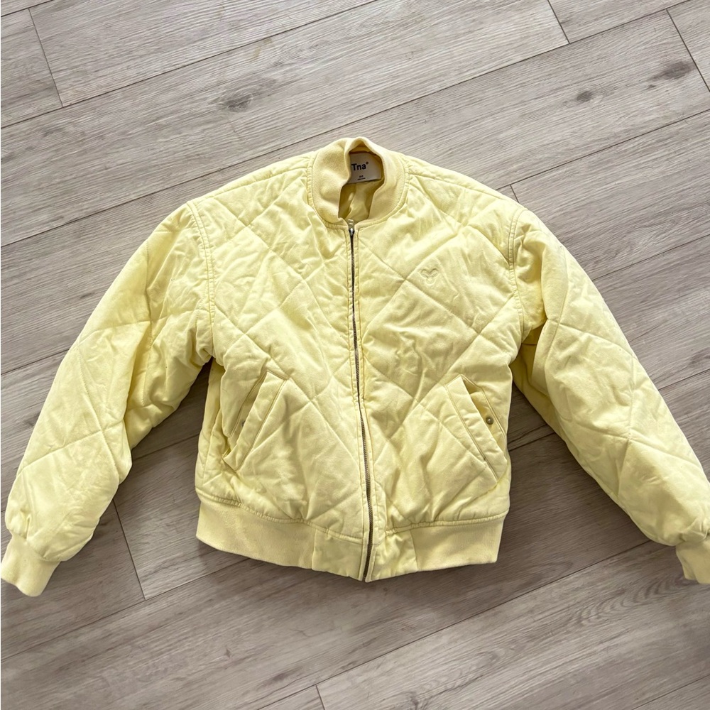 TNA Cotton Butter Yellow Quilted Bomber